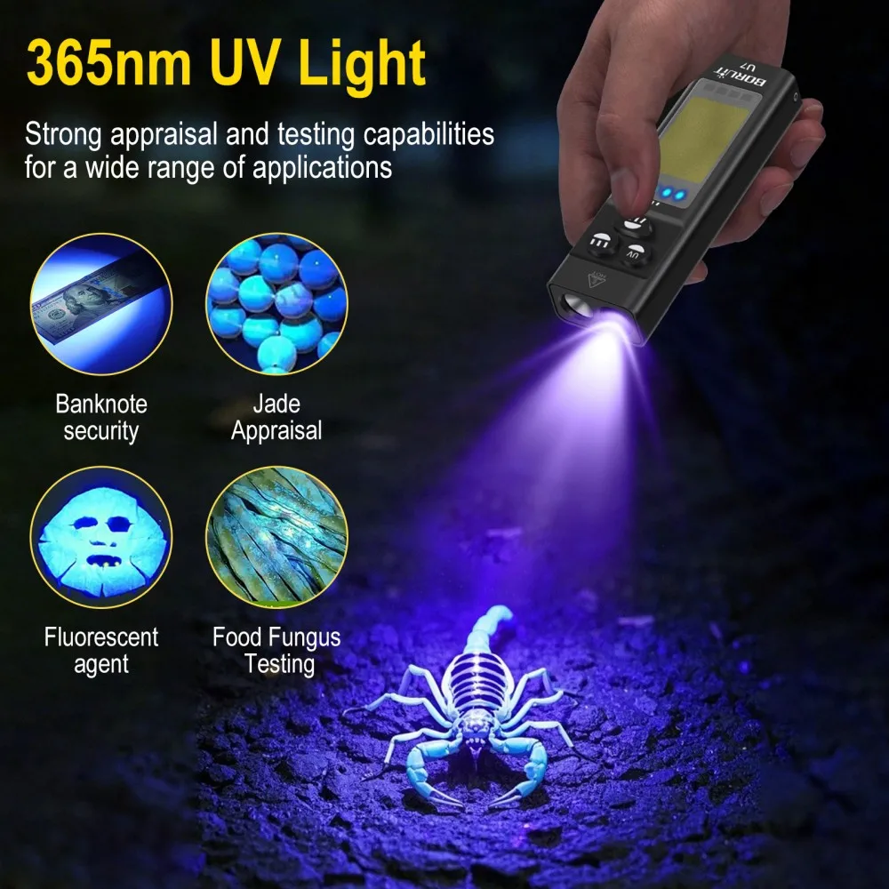 Latarka EDC BORUiT U7 UV LED 1 – Outdoor Adventure Camp recenzja i cena